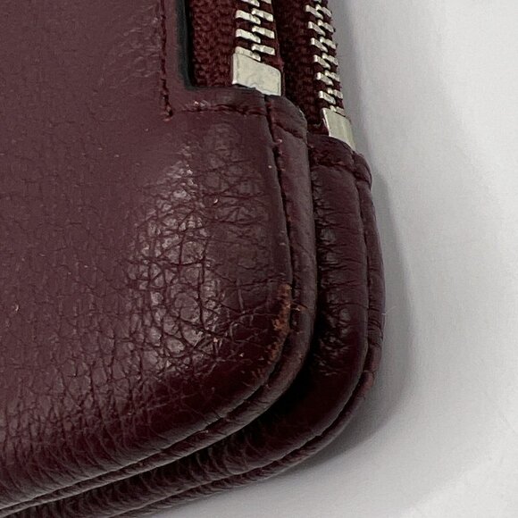 Coach Wine Pebbled Leather Double Zipper Wristlet Wallet F1680 - Picture 3 of 8